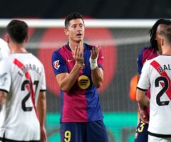 Robert Lewandowski w meczu z Rayo Vallecano