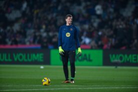 Wojciech Szczęsny na rozgrzewce przed meczem Barcelona vs. Atletico