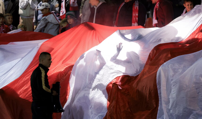Kibice ŁKS Łomża podczas meczu Pucharu Polski z Odrą Opole (0:2)