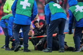 Wiktor Bogacz w meczu z Widzewem