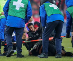 Wiktor Bogacz w meczu z Widzewem