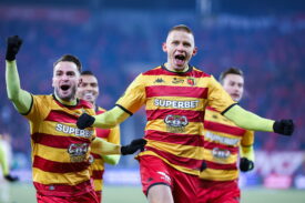 Piłkarze Jagiellonii Białystok w meczu z Widzewem Łódź