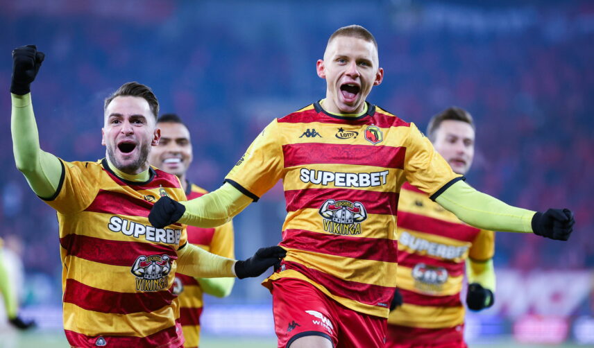 Piłkarze Jagiellonii Białystok w meczu z Widzewem Łódź