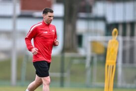 Jakub Świerczok na treningu GKS-u Tychy
