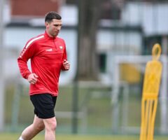 Jakub Świerczok na treningu GKS-u Tychy
