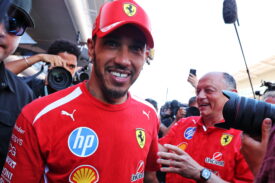 Lewis Hamilton (Ferrari) po wygranym GP Barcelony