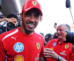 Lewis Hamilton (Ferrari) po wygranym GP Barcelony